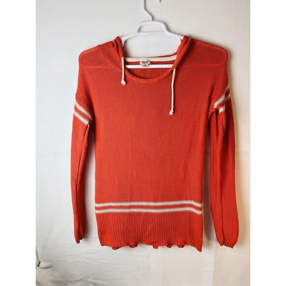 Mossimo Hoodie Knit Orange Sweater Size Med Long Sleeve Pullover - Picture 6 of 7